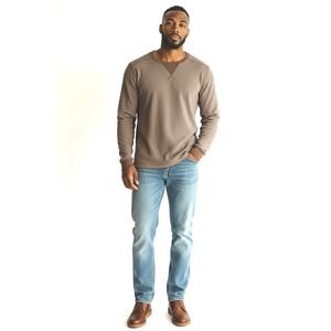 Ralph Lauren Polo Jeans Co Mens Waffle Knit Pullover Sweatshirt M Brown Preppy